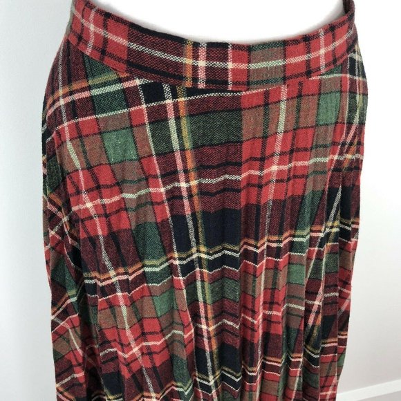 Vtg Catch Can Red Green Pleated Christmas Plaid Sk - Picture 5 of 8